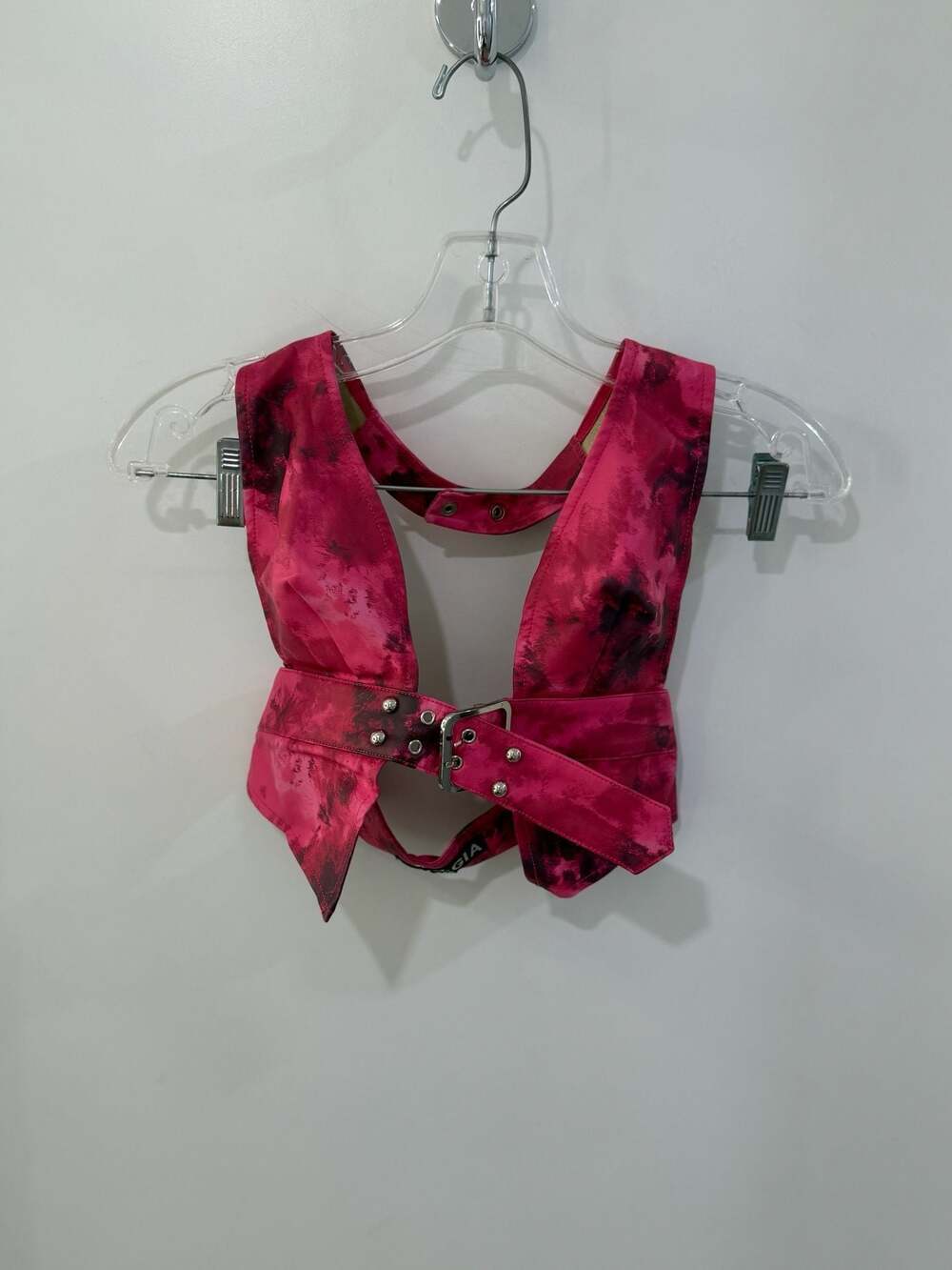 I.AM.GIA Pantea Halter Top in Pink Tie-Dye Faux Leather